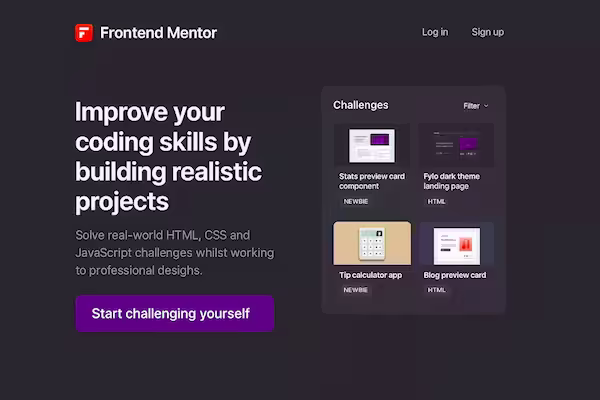 Frontend Mentor página de inicio